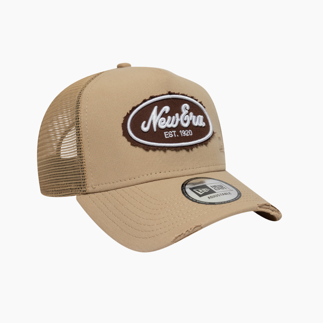 New Era - Trucker Oval Canvas Beige Distressed
