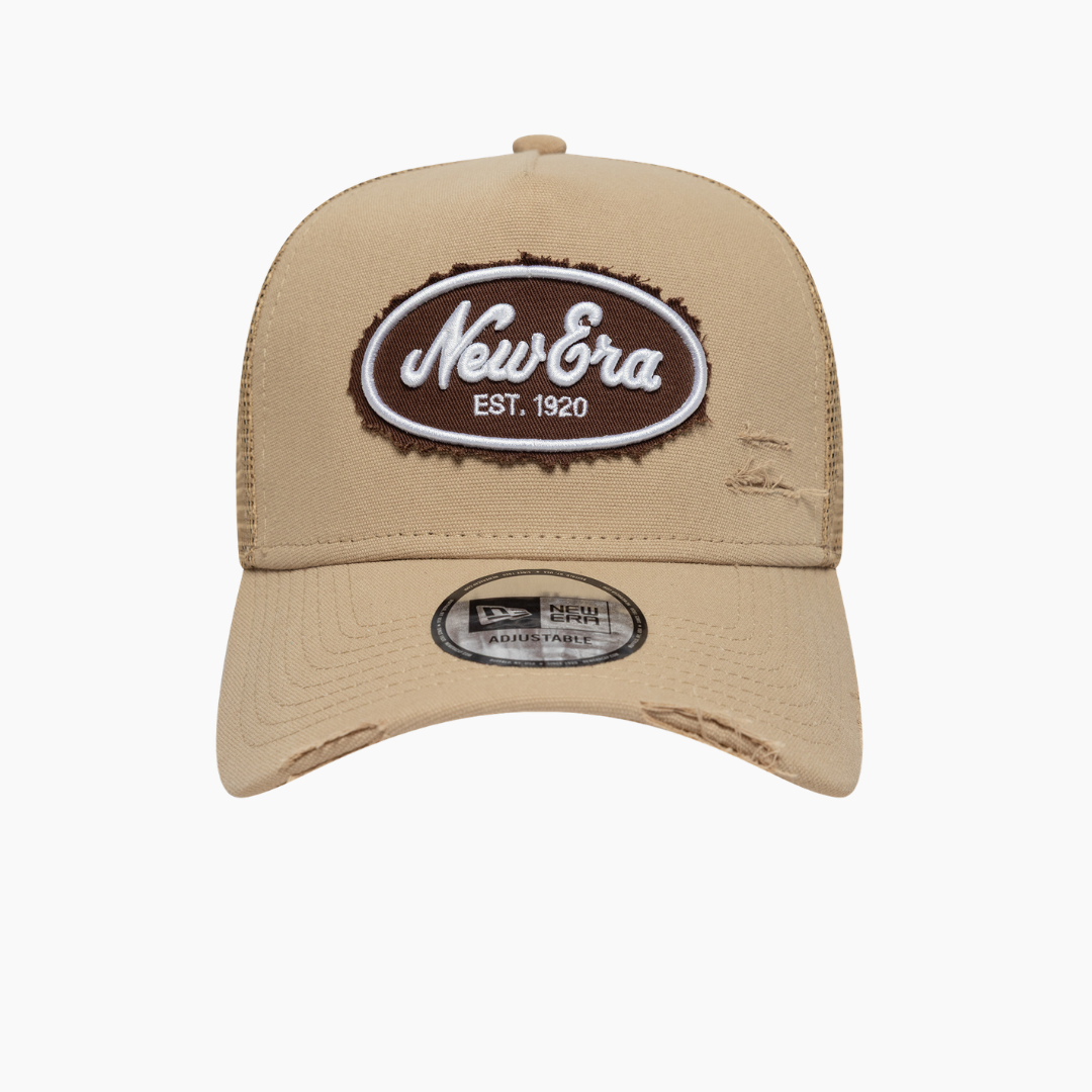 New Era - Trucker Oval Canvas Beige Distressed